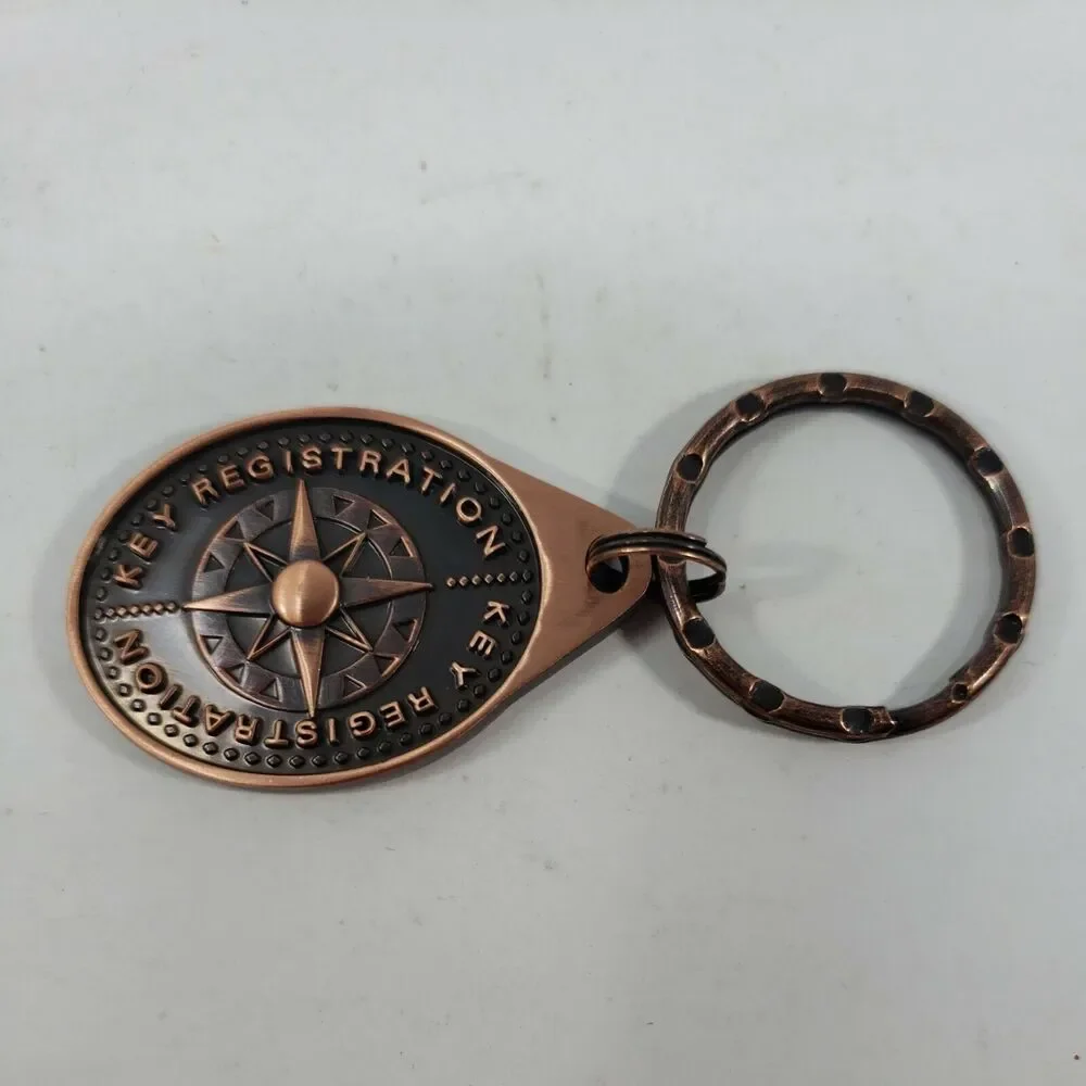 Key Chain Hotel Registration Tag Compass Design Nashville TN Vintage Motel